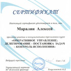 Сертификат - Участие в консультативно-тренинговом курсе &quot;Оперативное управление: Делегирование-постановка задач-контроль исполнения&quot; 29-30 сентября 2007 года.